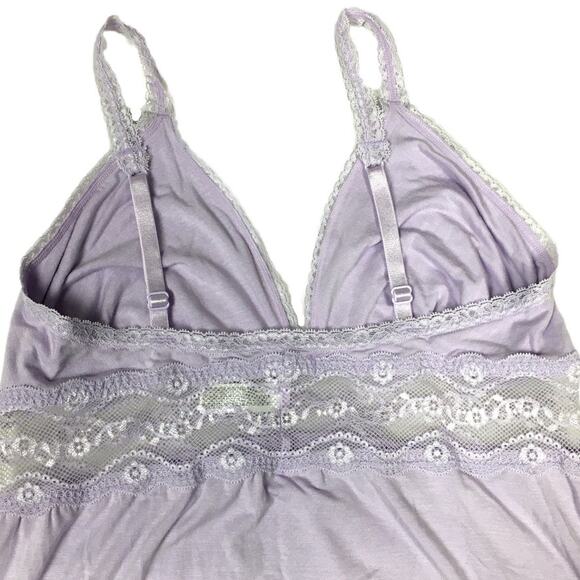 B. Tempt'd b.adorable Chemise Lingerie‎ Lavender Lace Cotton Slip NWT Women's XL - Picture 10 of 11